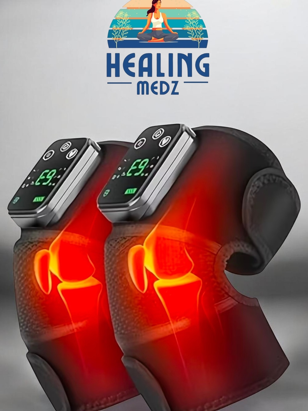 2pcs Set Of Black Vibrating Massage Knee Pads, 3-in-1 Heating Knee Pads